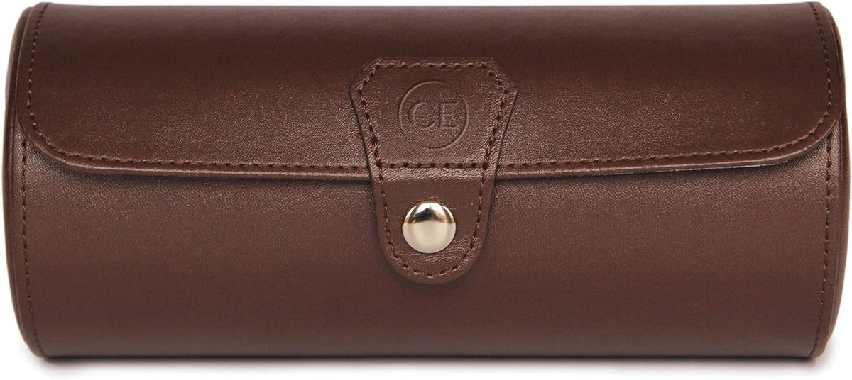 Draagbare Horlogedoos voor 3 Horloges van Kunstleer - Bruin en Reisvriendelijk