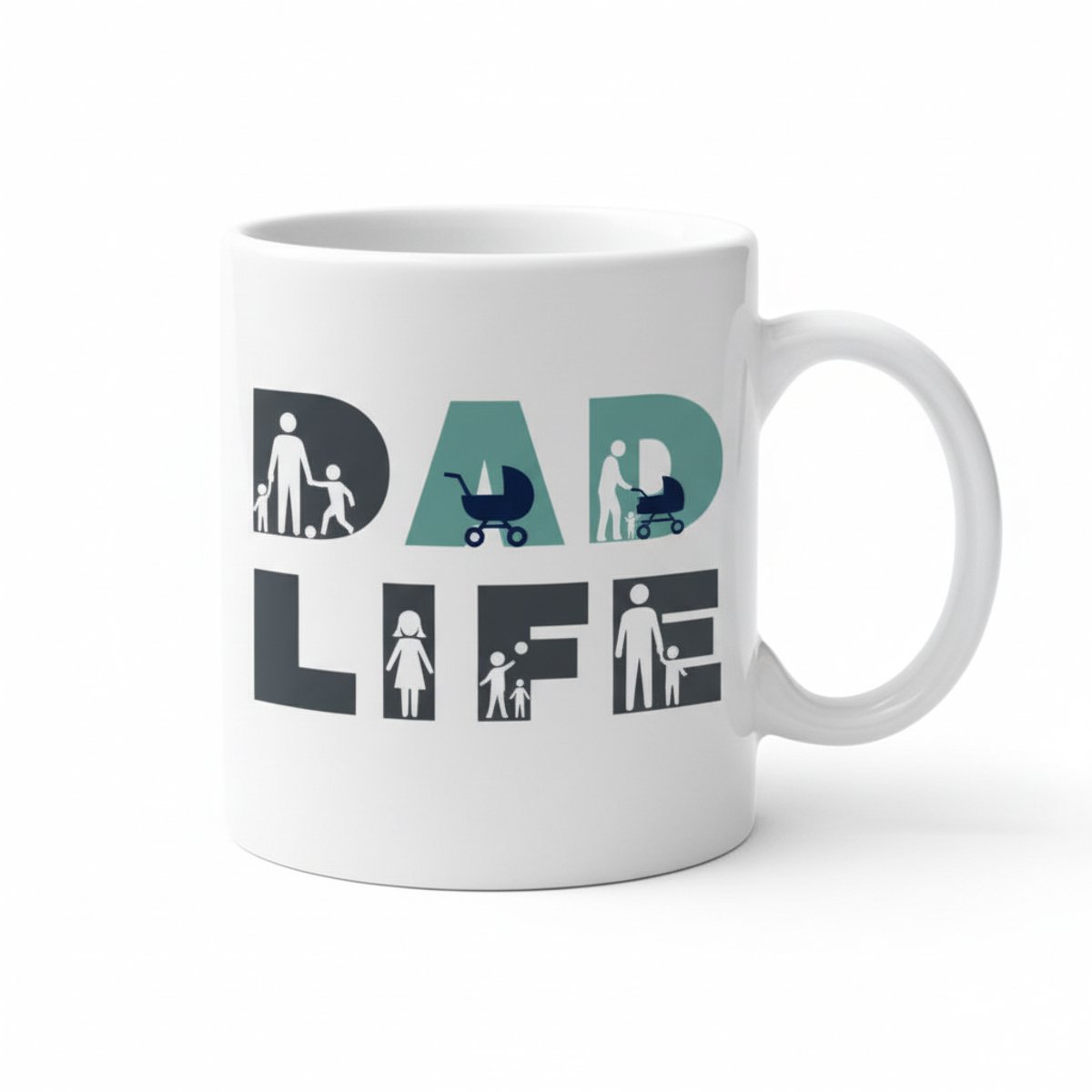 Dad Life Witte Mok 330ml – Leuk Vaderleven Design Cadeau voor Nieuwe en Ervaren Vaders