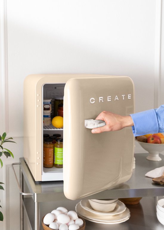 CREATE - Koelkast in retrostijl - Zand - Handvat Marmer - FRIDGE RETRO 48L van create — afbeelding 4