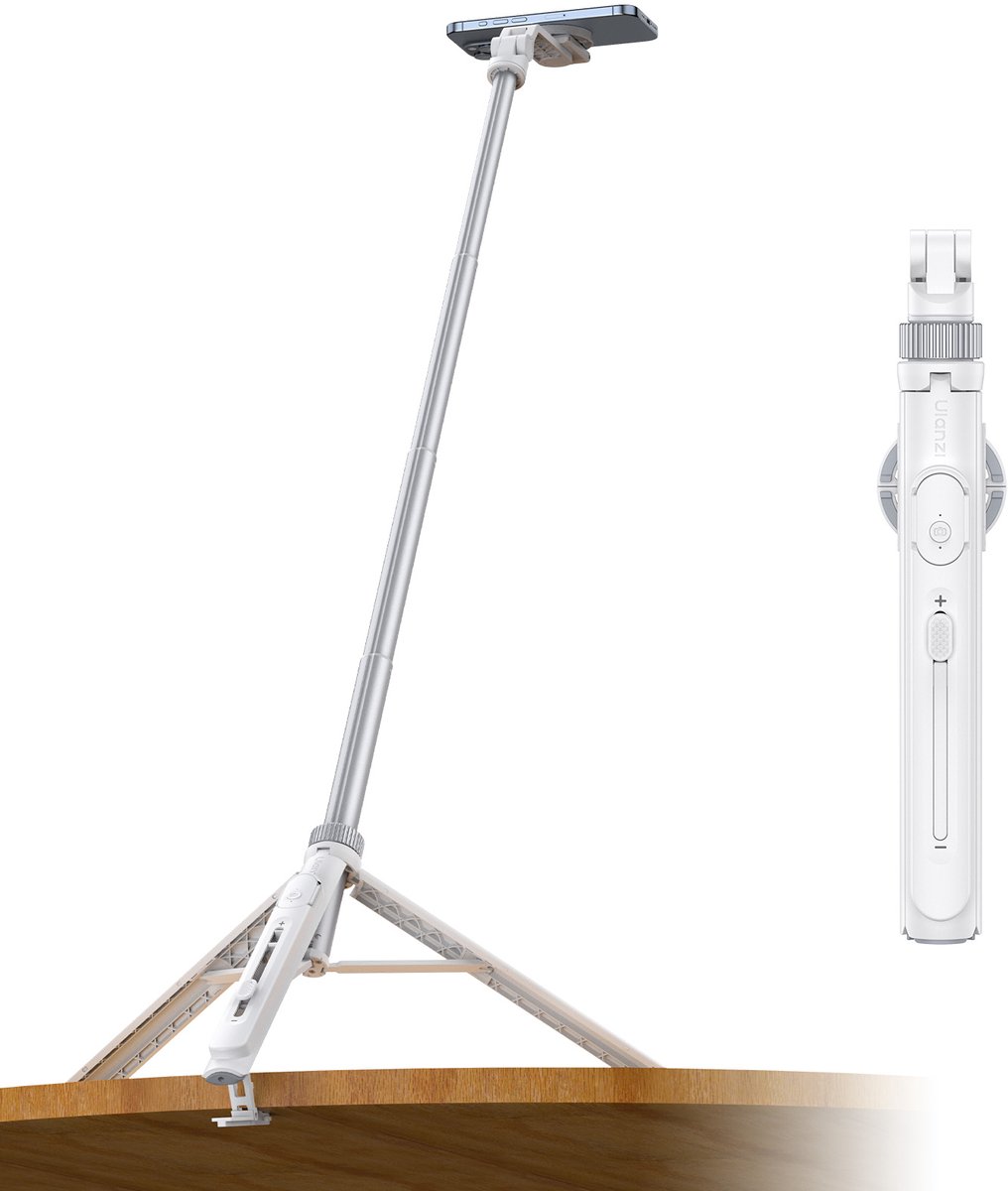Ulanzi TT88 Overhead Selfie Stick - Tafelstatief met Verstelbare Arm - Voor Top-Down Opnames - Aluminium - Wit