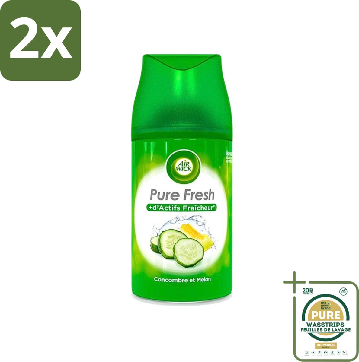 Air Wick Freshmatic - Luchtverfrisser Navulling - Pure Fresh Komkommer - 250ml - Voordeelverpakking - 2 stuks - Air Wick - Komkommergeur