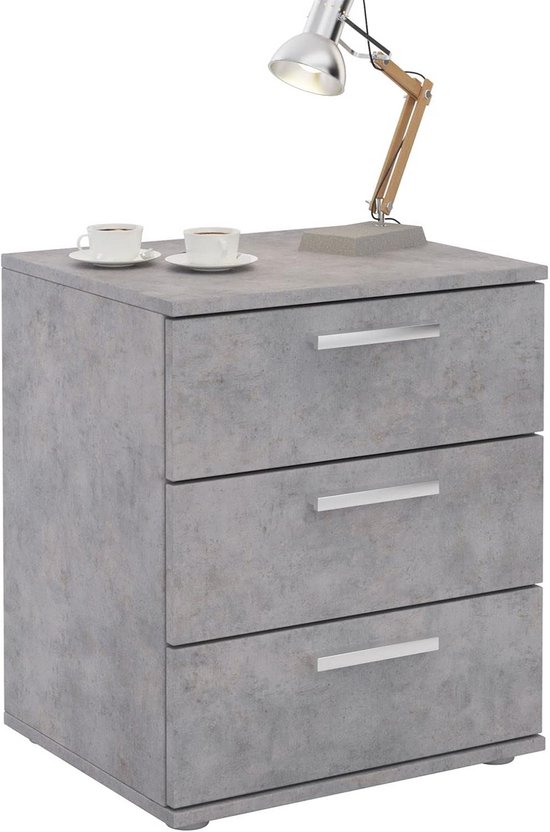 CARO-Möbel Nachtkastje Mariella voor boxspringbed, modern nachtkastje in betonlook, met 3 laden