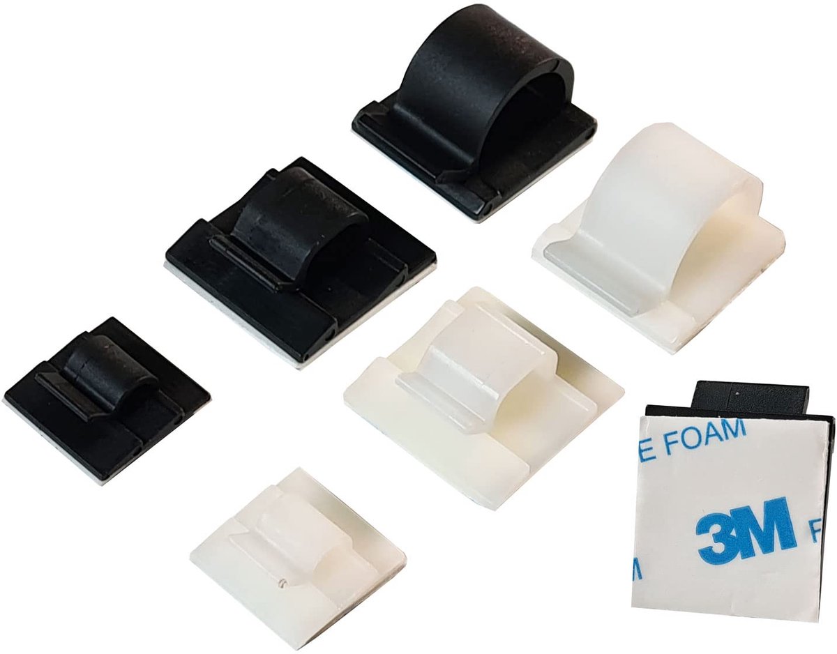 IMPERATORIS® Kabelclips - Kabelbinders - Kabelorganizer - Kabel Management - Voor Bureau, Muur & Meubel - 20 Stuks - Kabelhouders 8 mm