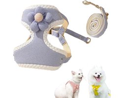 Hondentuig -hondenharnas-hondentuigje kleine hond- Anti-trektuig - Y-vormig tuig - Huisdierentuig - Kattenontsnappingstuig - Verstelbaar tuig voor kleine en middelgrote honden (blauw, maat M)