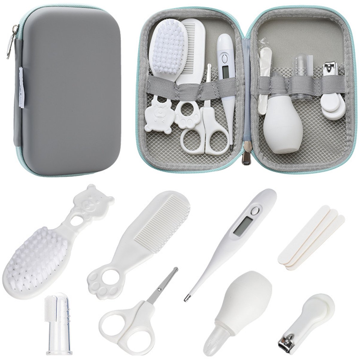 OUYLAF Baby Verzorging Set - Baby Verzorgingsset - baby verzorgingsproducten - Baby Manicure Set - Baby Borstel - baby borstel en kam - Kraamcadeau - 8pcs