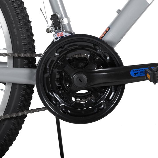BAMCBASE Agave Voorvering Mountainbike - 26 inch - Carbonstalen Frame - 18 Versnellingen - Handrem - V-Brake - Spatborden - Grijs van Bamcbase — afbeelding 4