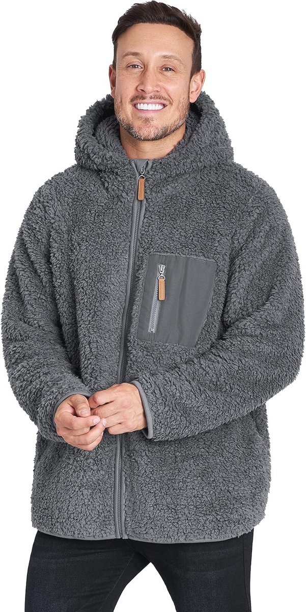 Fleece hoodie voor heren - Pluizige fleece jas met rits