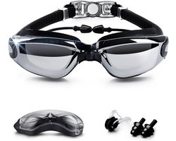 Zwembril op sterkte, UV400-bescherming, anti-condens, waterdicht, met oordopjes en neusklem, geschikt voor jongens, meisjes en kinderen.