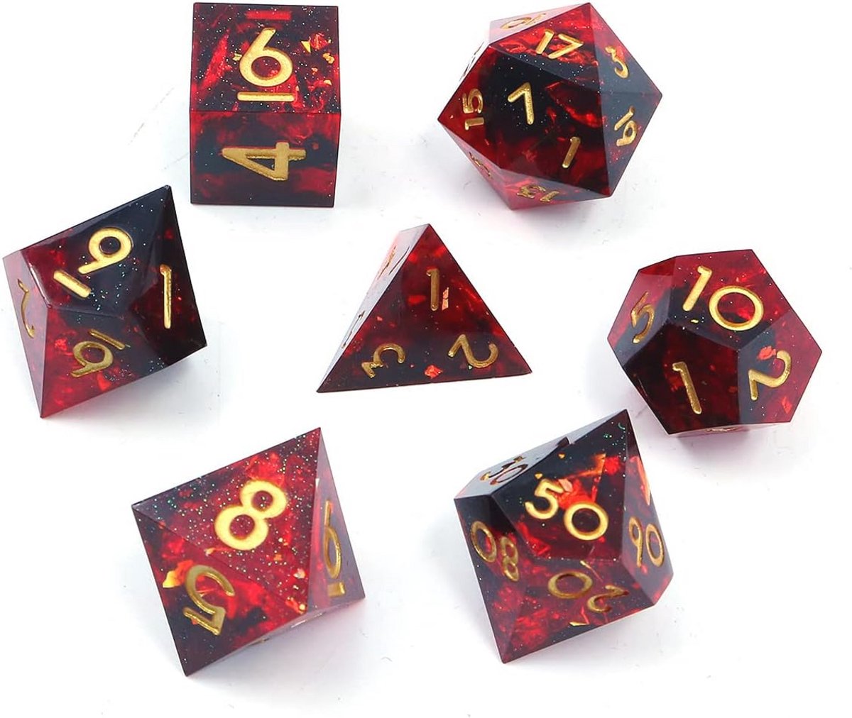 Transparante Polyhedral DnD Dobbelstenen Set - 7 Stuks - Rood