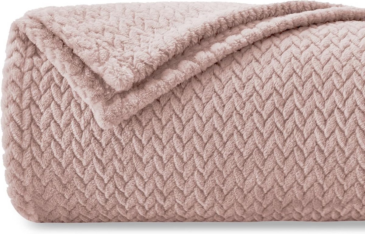 Zachte Fleece Deken 150 x 200 cm - Flanellen Dekentje Oeko-TEX® Gecertificeerd voor Bed, Bank, Reizen, Kamperen, Roze