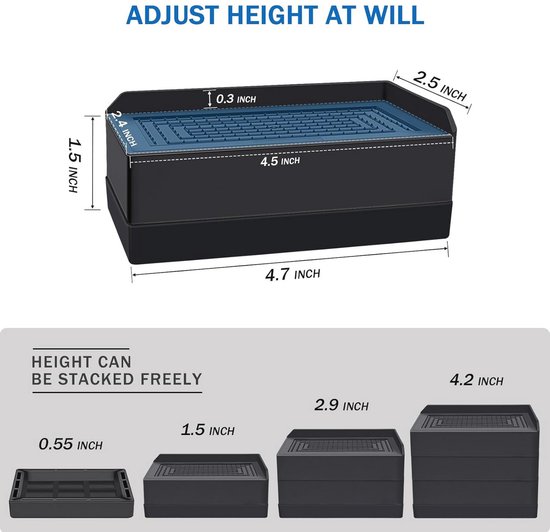 Verstelbare Meubelverhogers voor Bed, Tafel en Bank - Zware Steun 1 lbs (4 Stuks, Zwart) van Merkloos — afbeelding 2
