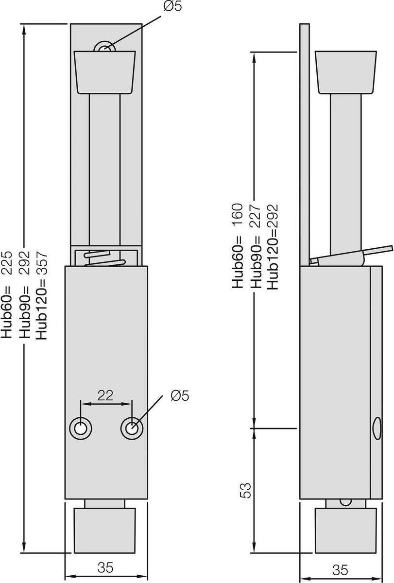 Deurvergrendeling 60 mm | deurstopper in aluminium | ideal voor veilige open deuren