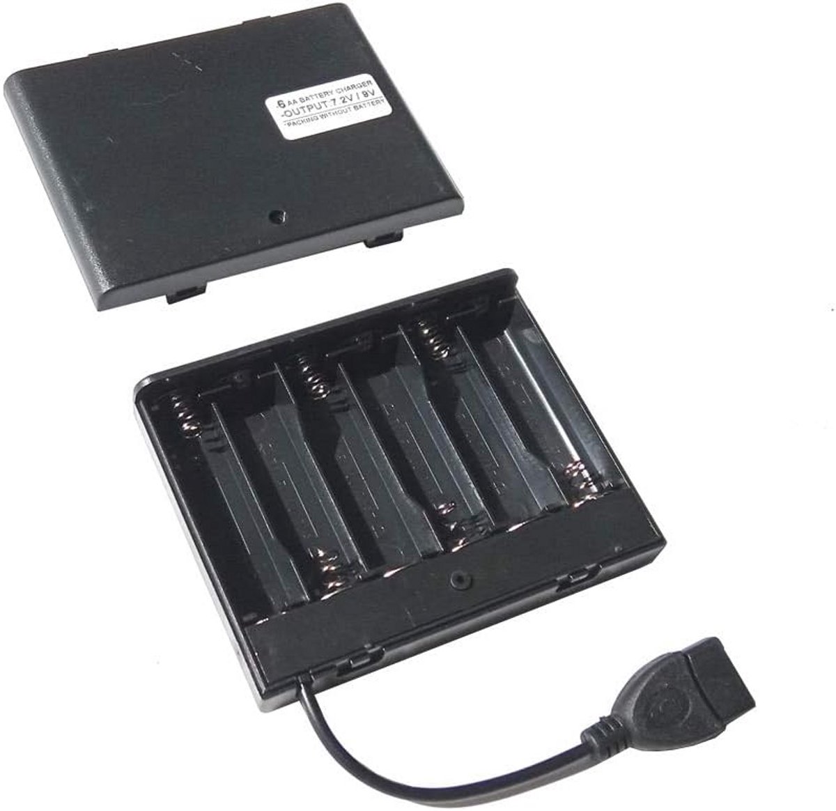 AA Batterijlader met USB-aansluiting en Aan/Uit Schakelaar voor 6 Batterijen