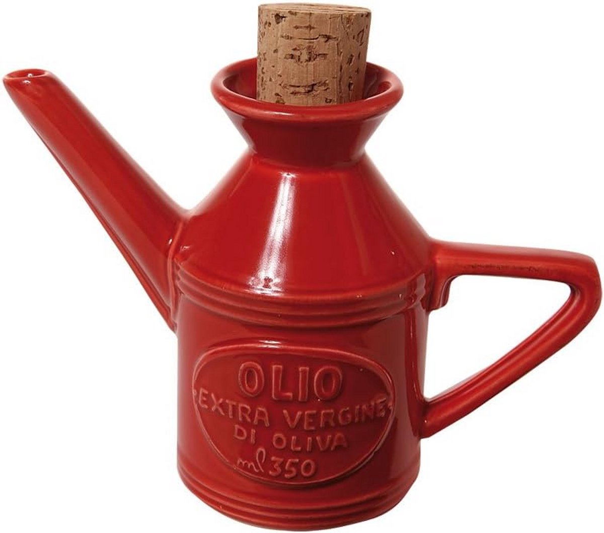 Keramische Olijfolie Kruik met Kurk Deksel - Rood