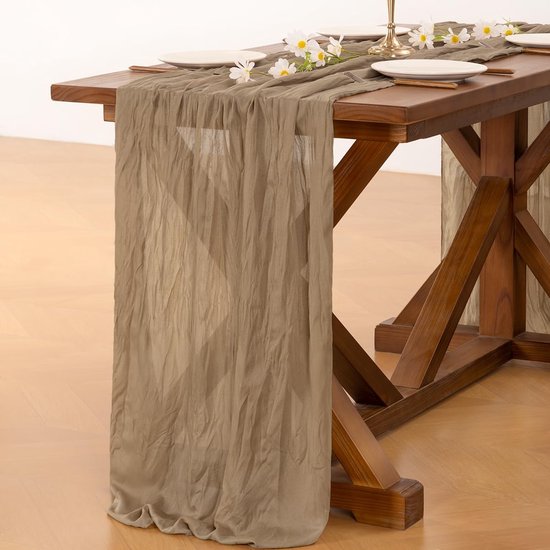 Jumdast Kaasdoek Tafelkleed, Wasbaar Tafelkleed voor Bruiloften Eettafel Decoraties Gazen Stof Chiffon Bruiloft Decoratie Thuis Buiten (Grijs, 90 x 300 cm