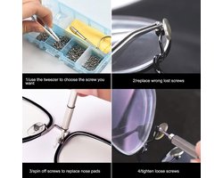 Reparatie Set voor Bril - Glasreparatie Tool - Inclusief Schroeven - Moeren - Mini Schroevendraaier - Pincet - Neuspads - Oorhaken - Reinigingsdoek - Handig voor Horloge - Zonnebril - Eyewear