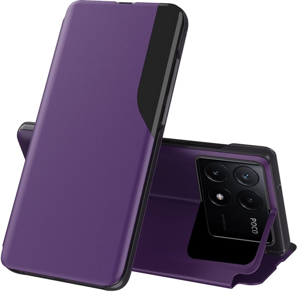 Hoesje geschikt voor Xiaomi Poco F6 Pro - Phonesta Smart View Side Book Case - Paars