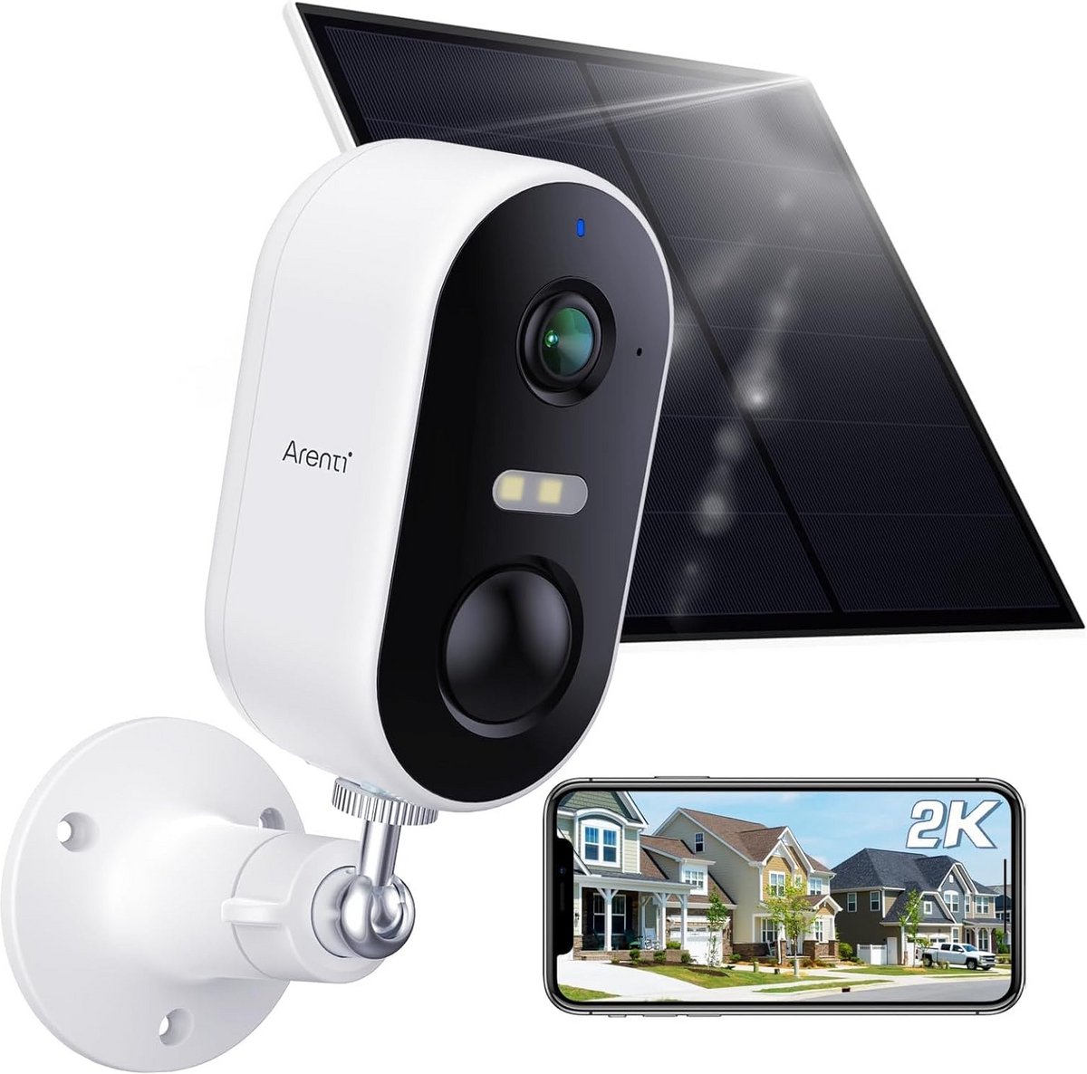 Draadloze Buiten Camera met Zonnepaneel - 1080P HD, IP65 Waterdicht, Nachtzicht & 2-Weg Audio
