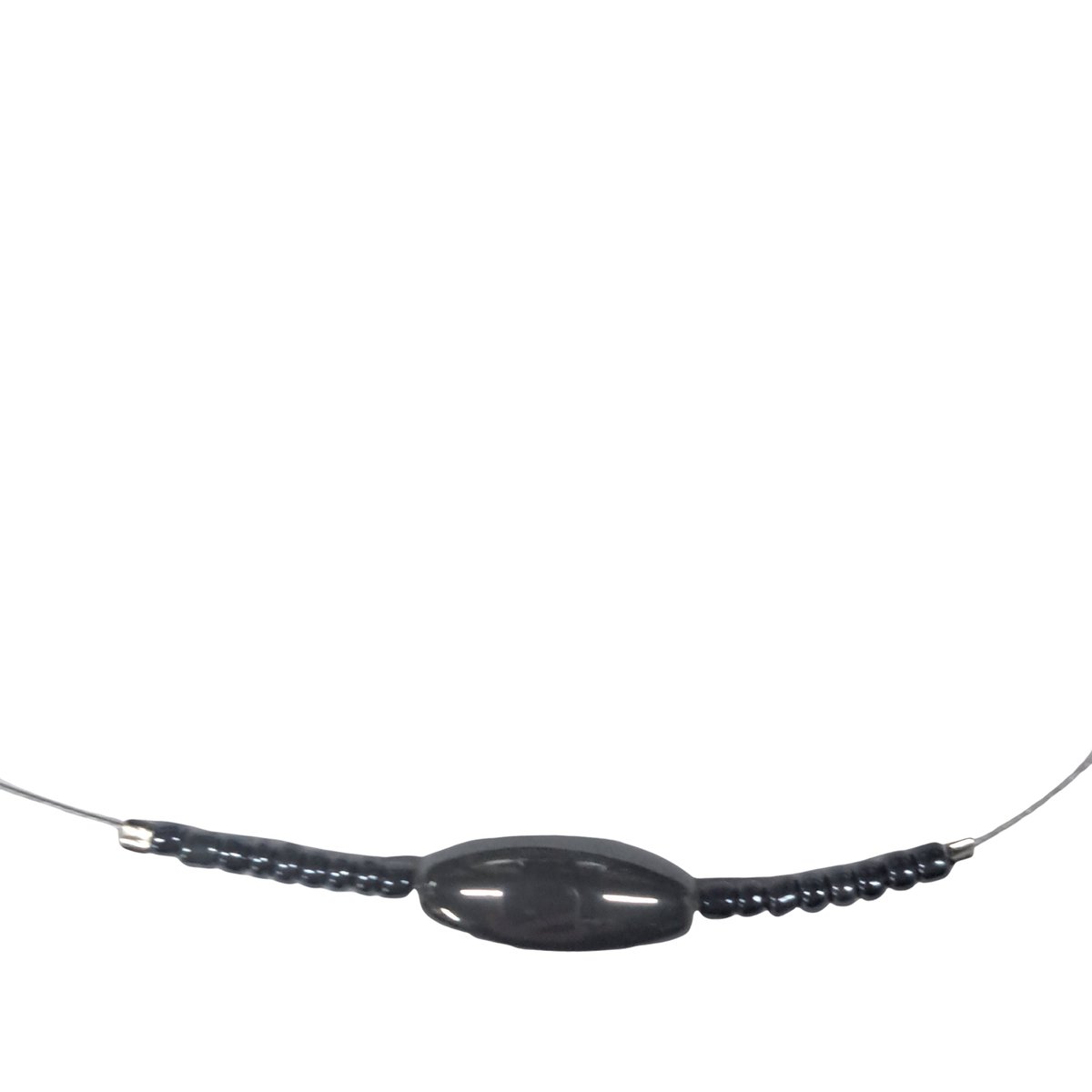 Glamour - Halsketting - Handgemaakte Ketting - Edelstaal - Gun Metal - Perle - 44 cm.