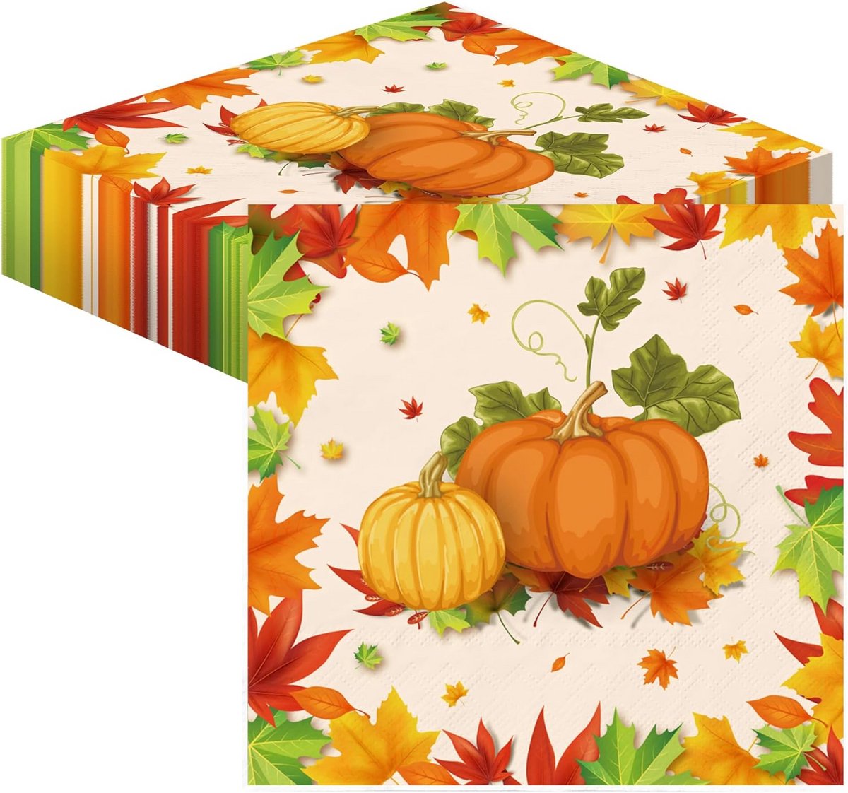 40 Stuks Herfst Servetten met Pompoen en Bladeren Decoratie voor Thanksgiving Diner