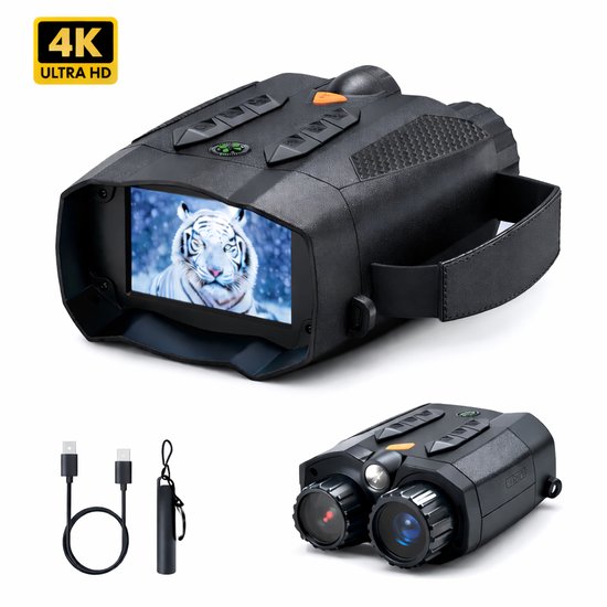 Viseur nocturne - Jumelles - Viseur nocturne avec infrarouge - Vision nocturne - Imagerie thermique - Vidéo 4K ULTRA HD - Batterie 5000 mAh - 800 mètres