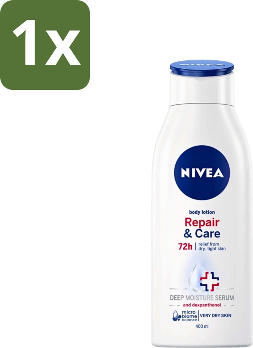 1 x Nivea - Repair & Care Body Lotion - Voor Zeer Droge Huid - 400 ml - Body Lotion - Droge Huid - Zeer Droge Huid - Huid Verzorging - Huidmicrobioom