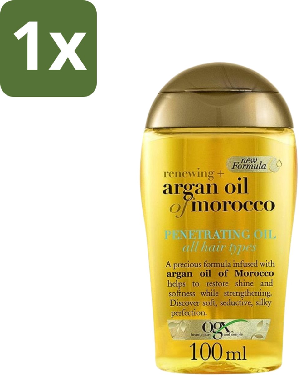 1 x OGX - Argan Oil of Morocco - Haarolie - Penetrating Oil - Intensief Herstel - 100 ml - Haarolie - Arganolie - Haarherstel - Pluiscontrole - Zijdezachte Haar
