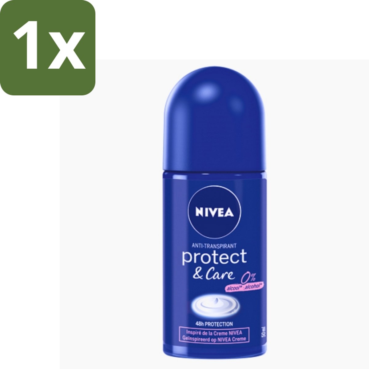 1 x Nivea - Protect & Care - Deodorant - Roll-On - 50 ml - Anti-transpirant - Deodorant - 48 Uur Bescherming - Huidverzorging - Roll-on