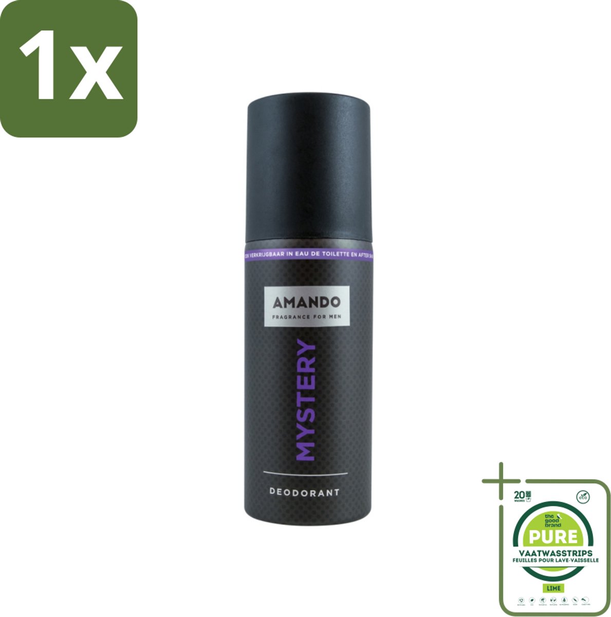 1 x Amando - Mystery - Deodorant - Spray - 150 ml - Mannelijke Deodorant - Deodorant Spray - Geur - Kruidengeur - Vanillegeur
