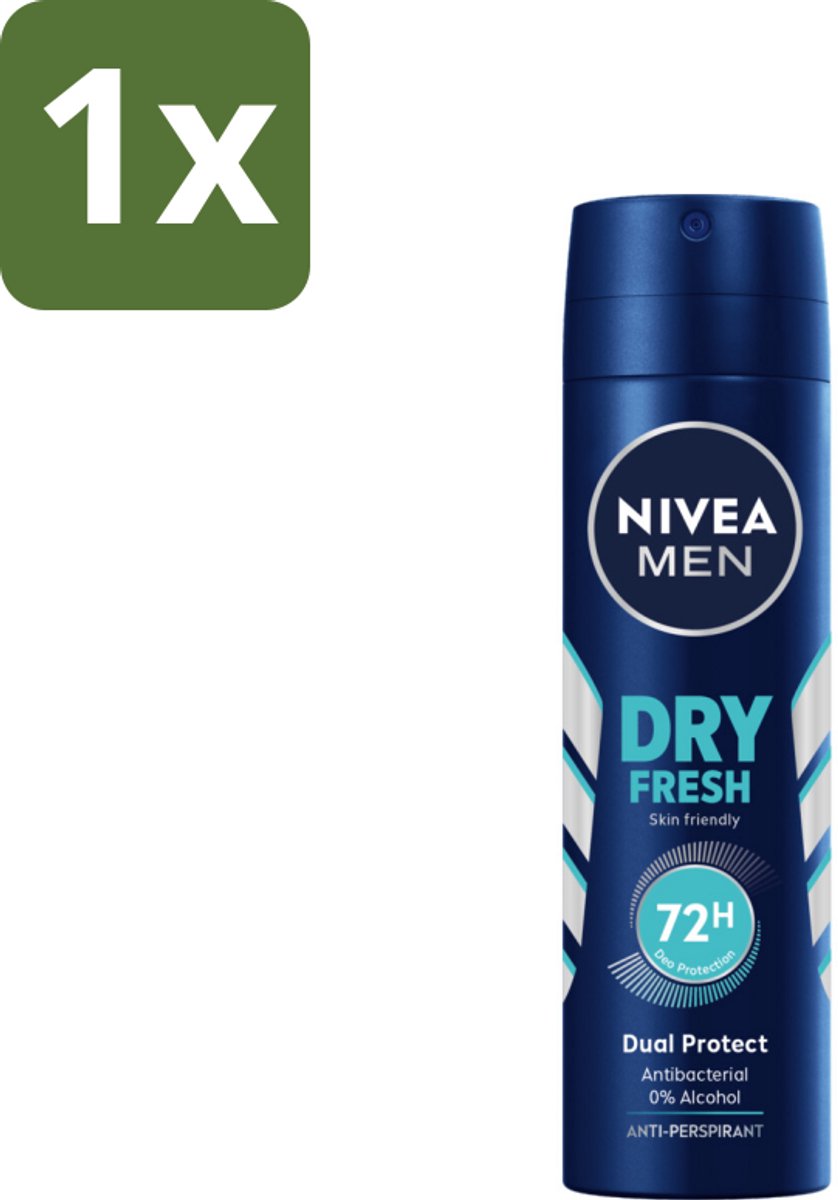 1 x NIVEA Men Deodorant Spray Dry Fresh 150 ml - Deodorant Spray - Anti-transpirant - 48 Uur Bescherming - Droge Huid - Frisheid