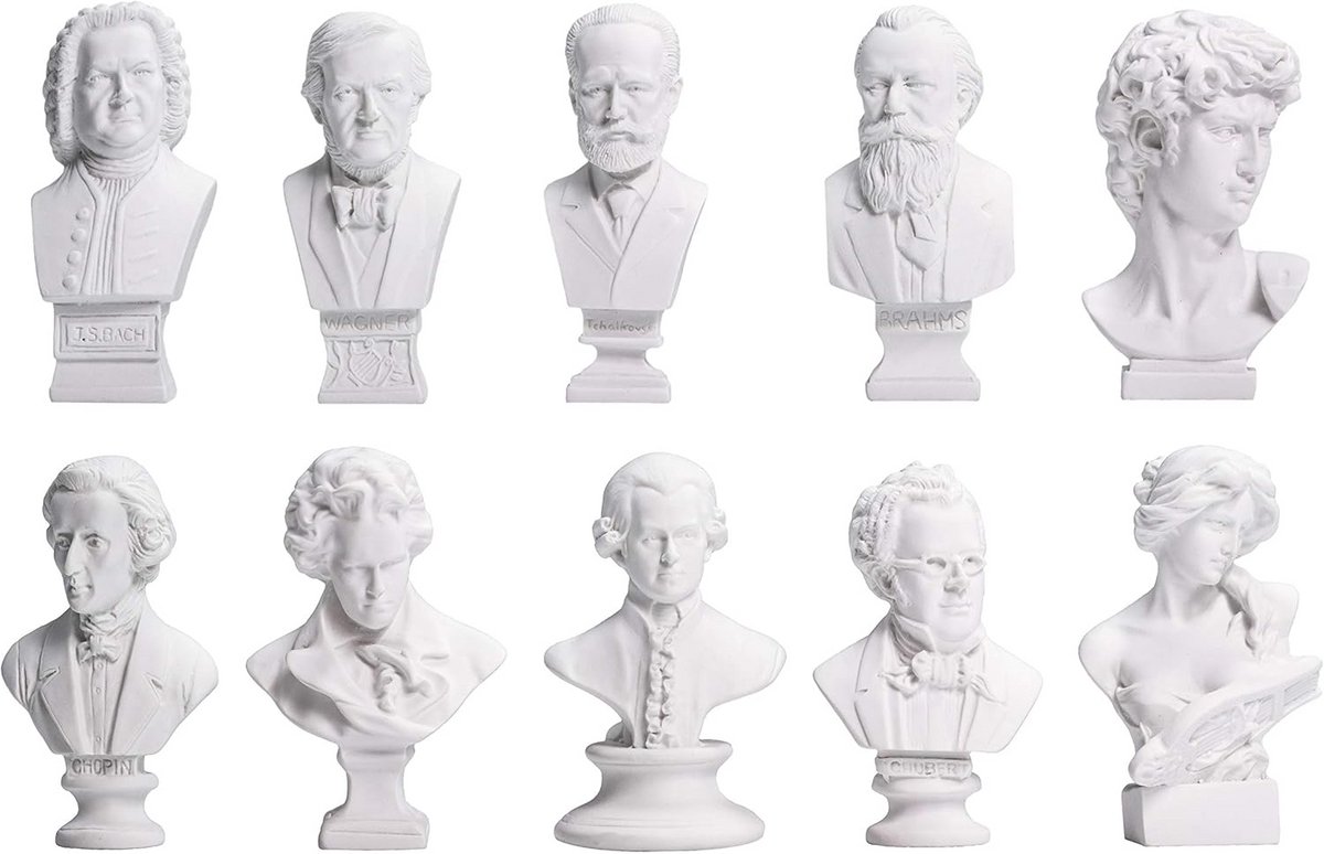10 Stuks Miniatuur Klassieke Componisten Bustes voor Poppenhuis en Bureaudecoratie