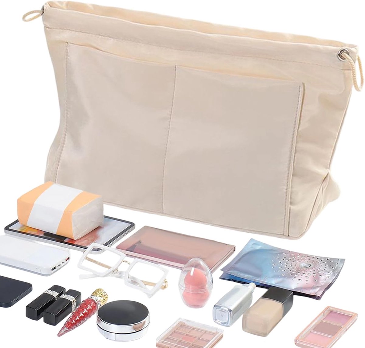 Famanu – Inzetbare tas-organizer met vakverdeling, binnenorganizer voor handtassen en tote bags, ideaal voor make-up en accessoires
