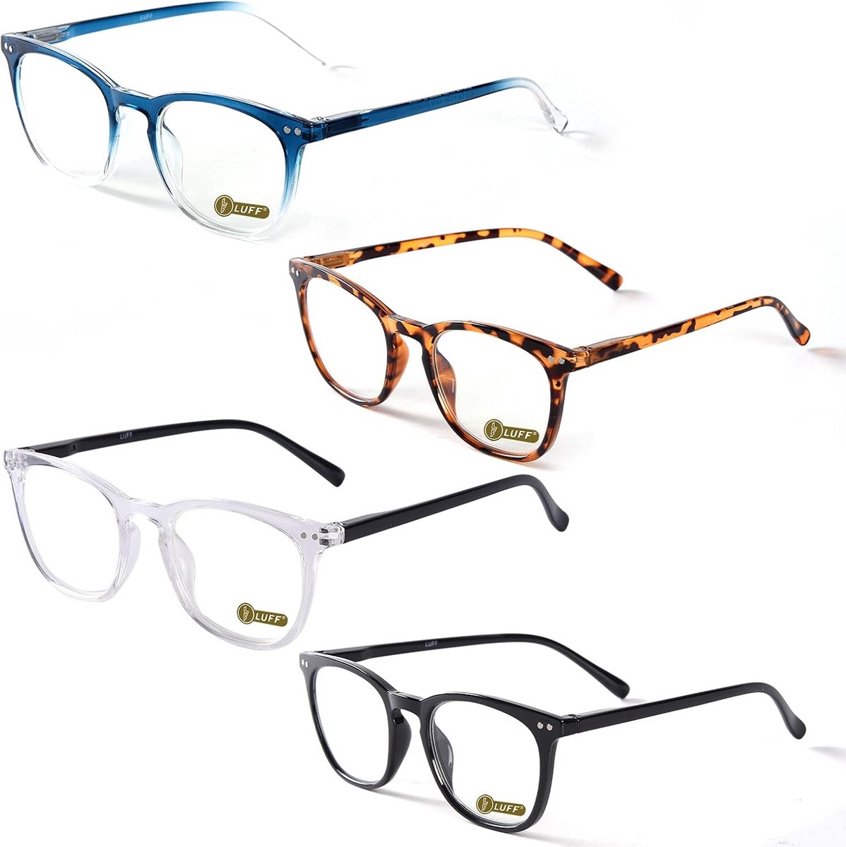 Set van 4 Ronde Leesbrillen - Blauwlichtfilter & Comfortabel - Voor Heren en Dames
