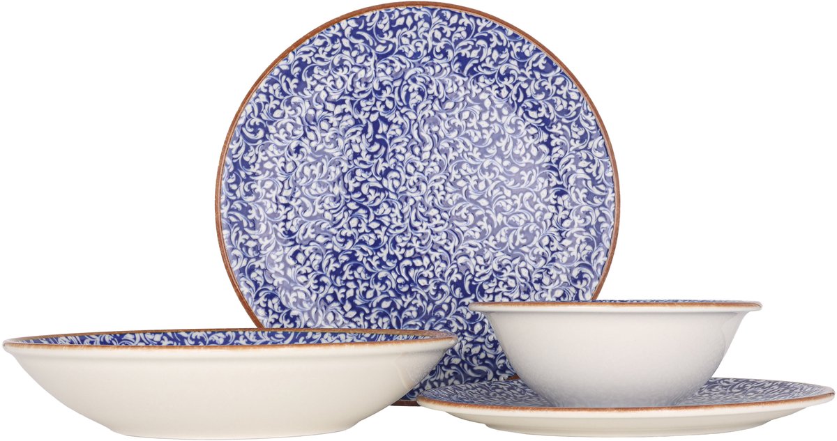 By Bone Serviesset (Medium) - Edera Cobalt - 24 delig - 6 persoons - Porselein