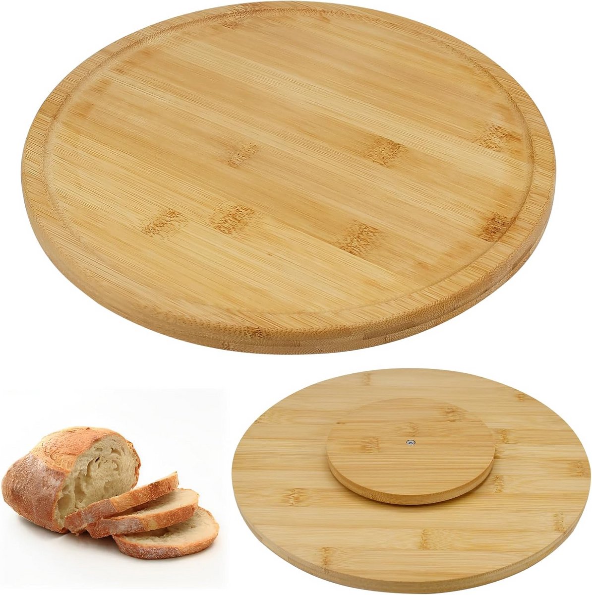 Ronde Houten Serveerplateau Draaibaar 30 cm