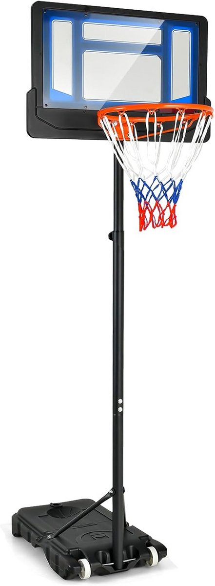 Verstelbare Basketbalpaal voor Kinderen en Tieners - Hoogte 90-210 cm - Met Wielen