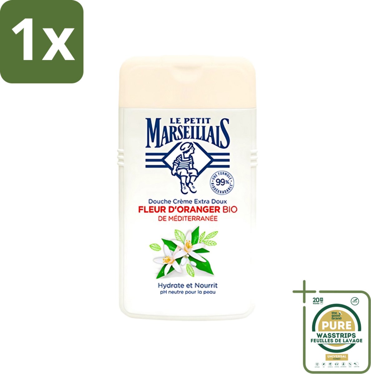 1 x Le Petit Marseillais - Douchecrème - Oranjebloesem - Hydraterend - 250ml- Douchecrème - Oranjebloesem - Hydraterend - Geur - Huidverzorging