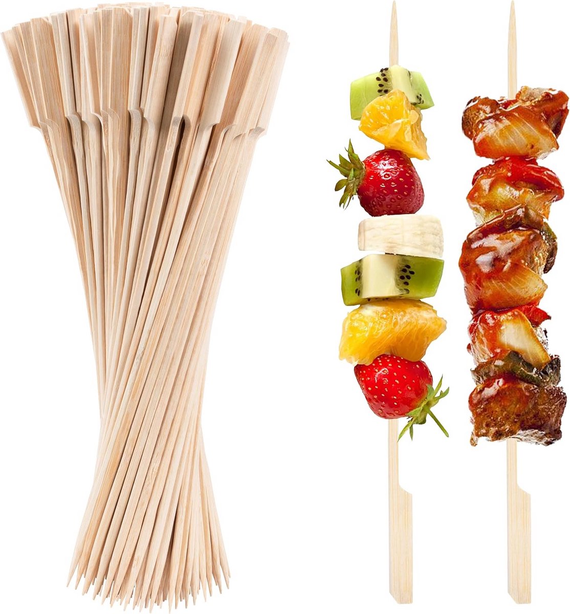 100 Stuks Bamboe Spiesjes 30 cm - Stevige BBQ Prikkers voor Kebab, Fruit en Marshmallows