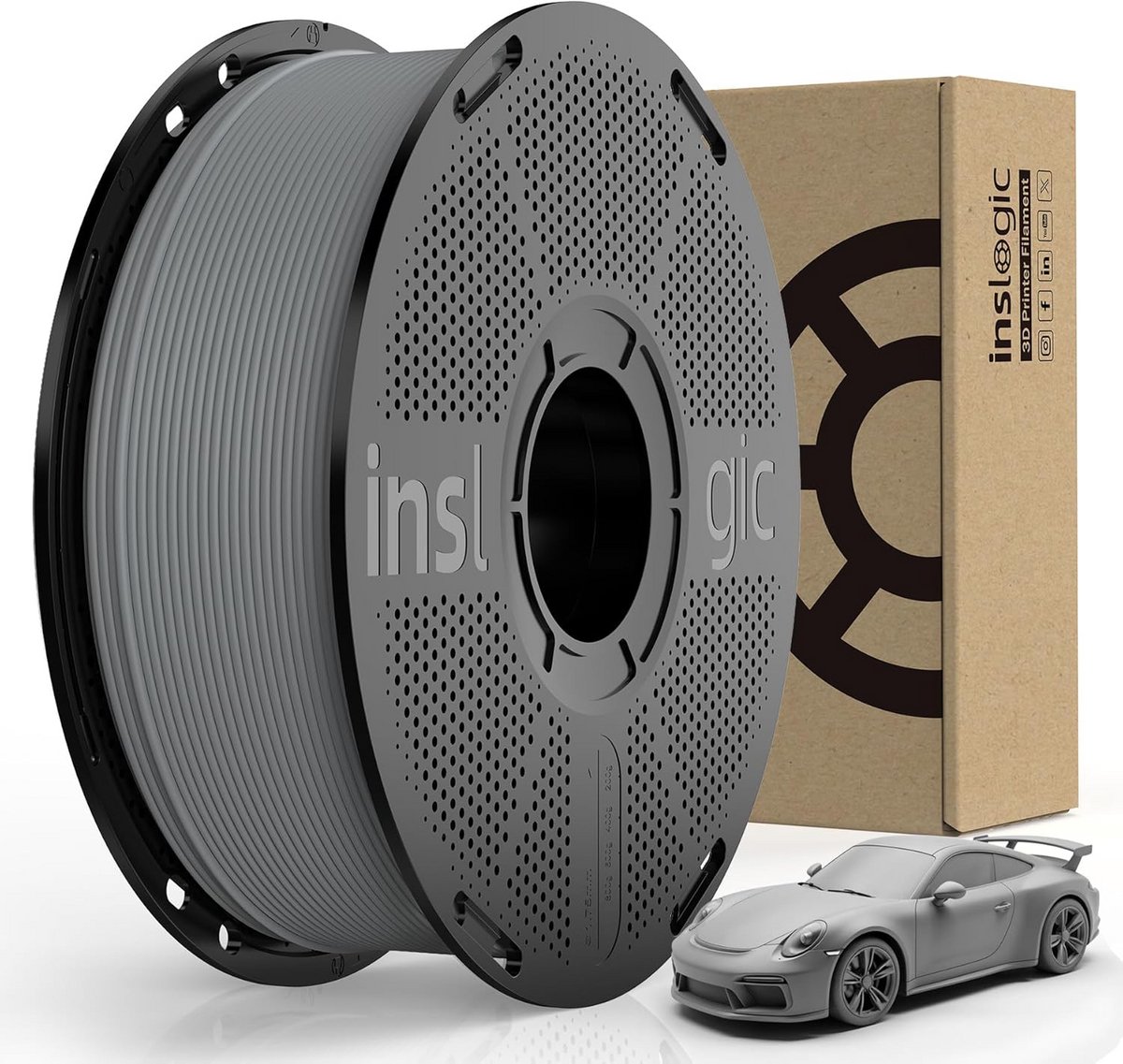 Mat PLA Filament 1.75mm voor 3D Printer, Grijze Matte Textuur, 1KG
