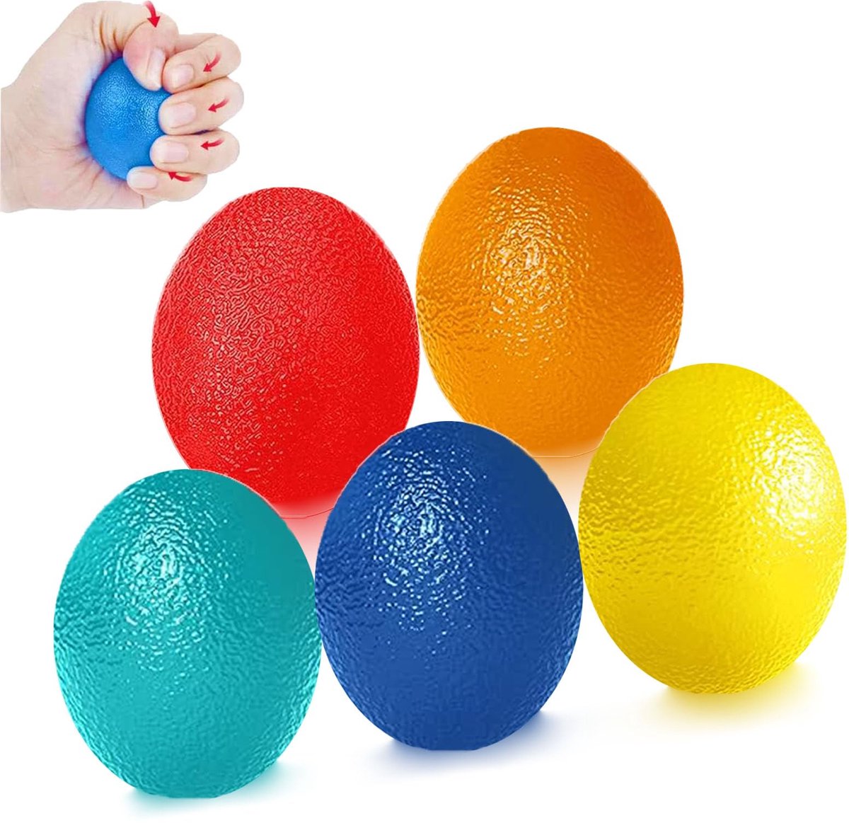 IMPERATORIS® Stressballen Set - Handtrainers - Knijpballetjes voor Stressvermindering - Foam Ballen - Voor Volwassenen en Kinderen - 5 Stuks - Geel, oranje, rood, blauw, groen