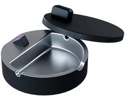 Creatieve elektronische asbak - Gepersonaliseerde sigarettenaansteker - Auto-/bureau-asbak met anti-vliegende as - Geschikt cadeau voor mannen - Multifunctionele asbak - Zwart