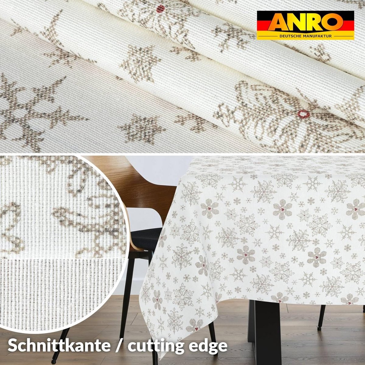 Kersttafelkleed met Sneeuwvlokken, Wasbaar en Afwasbaar – 90x130 cm