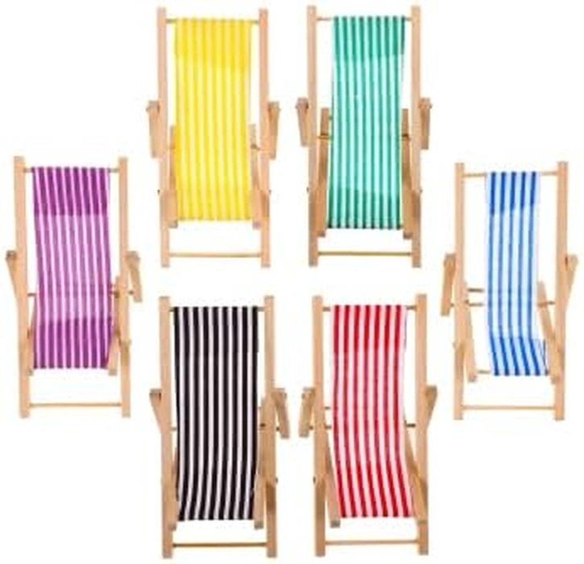 6 Stuks Miniatuur Houten Strandstoelen voor Poppenhuis en Decoratie