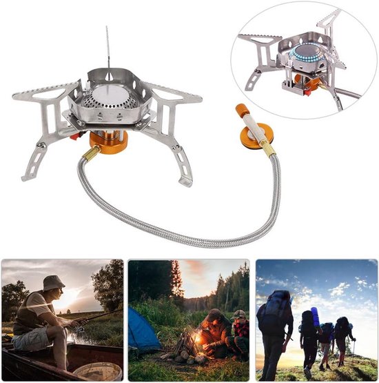 Draagbaar Camping Gasfornuis Rvs Opvouwbaar Lichtgewicht Outdoor Kachel van Draagbaar — afbeelding 5
