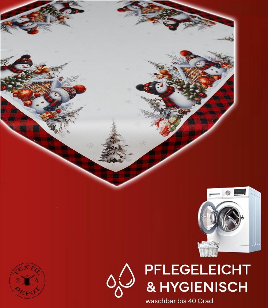 Kerst Tafelkleed Sneeuwpoppen 85 x 85 cm Polyester