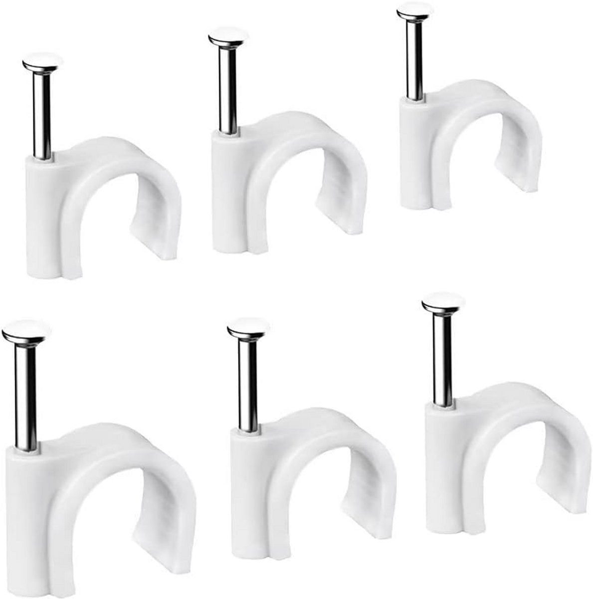 100x Ronde Kabelklemmen Wit met Sterke Spijker voor Netjes Wegwerken van Draden