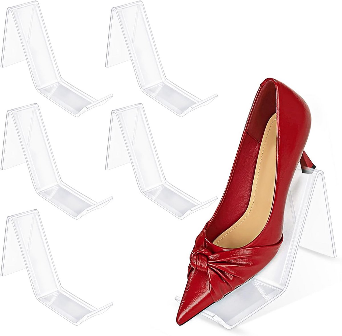Transparante Acryl Schoenen Display Stands Set van 6 voor Hoge Hakken en Sandalen