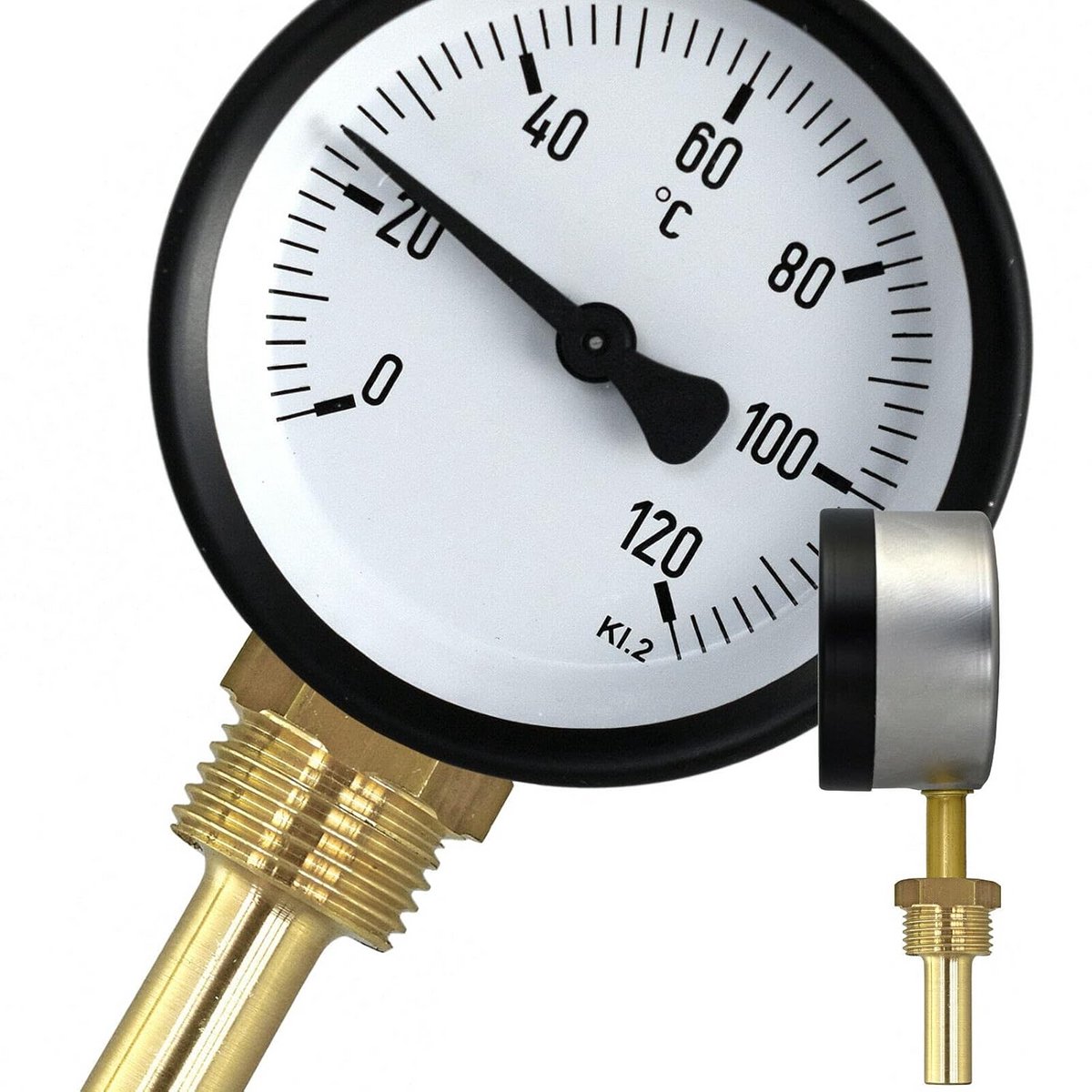 Radiale Bimetalen Thermometer voor Boiler en Oven met 1/2" Schroefdraad en 120°C Bereik (50mm Sproeier)