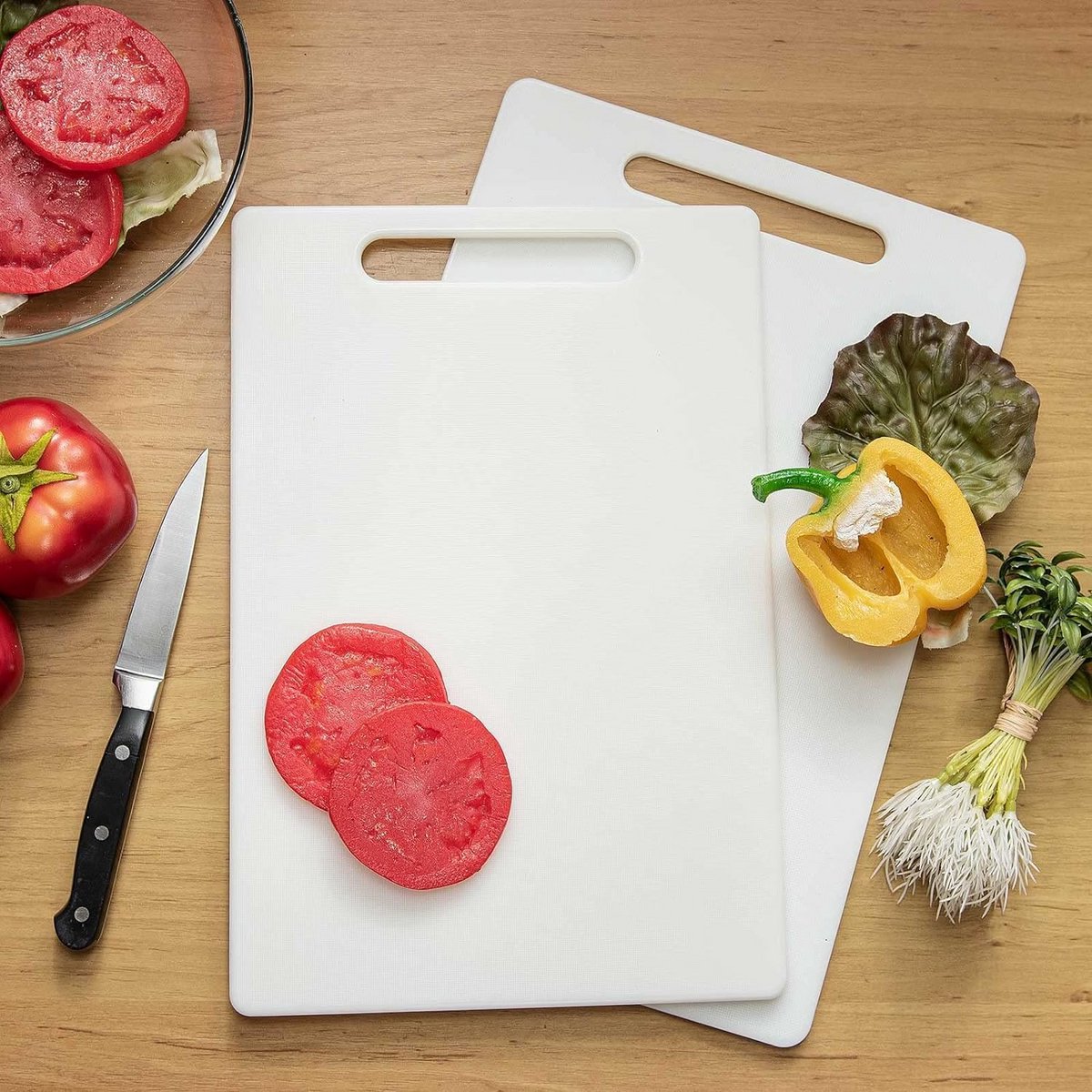Set van 2 Snijplanken voor Groenten, Vlees en Vis - Witte Keuken Snijgereedschap
