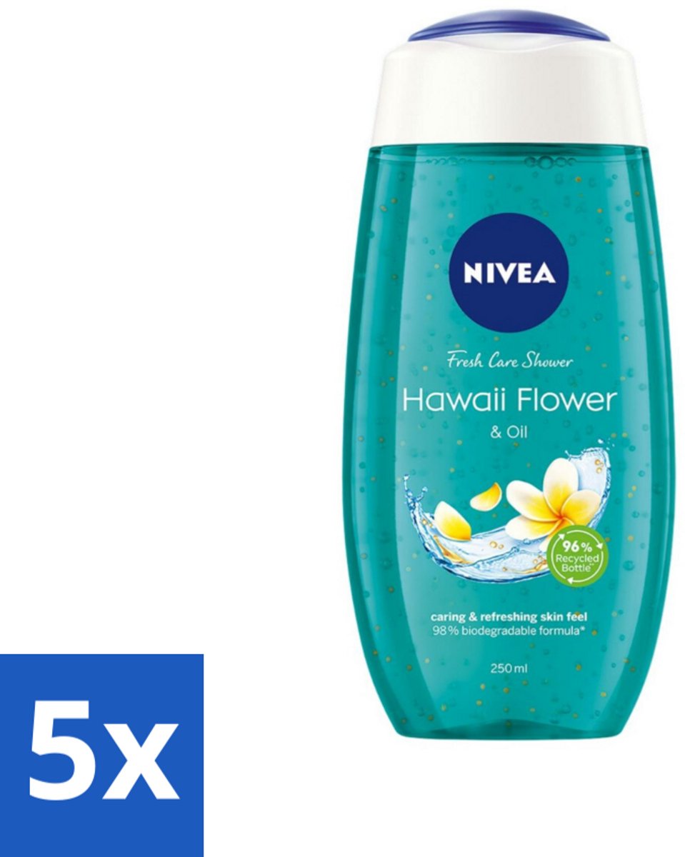 5 x Nivea – Douchegel – Hawaii Flower & Oil – 250 ml - Voordeelverpakking - 5 stuks